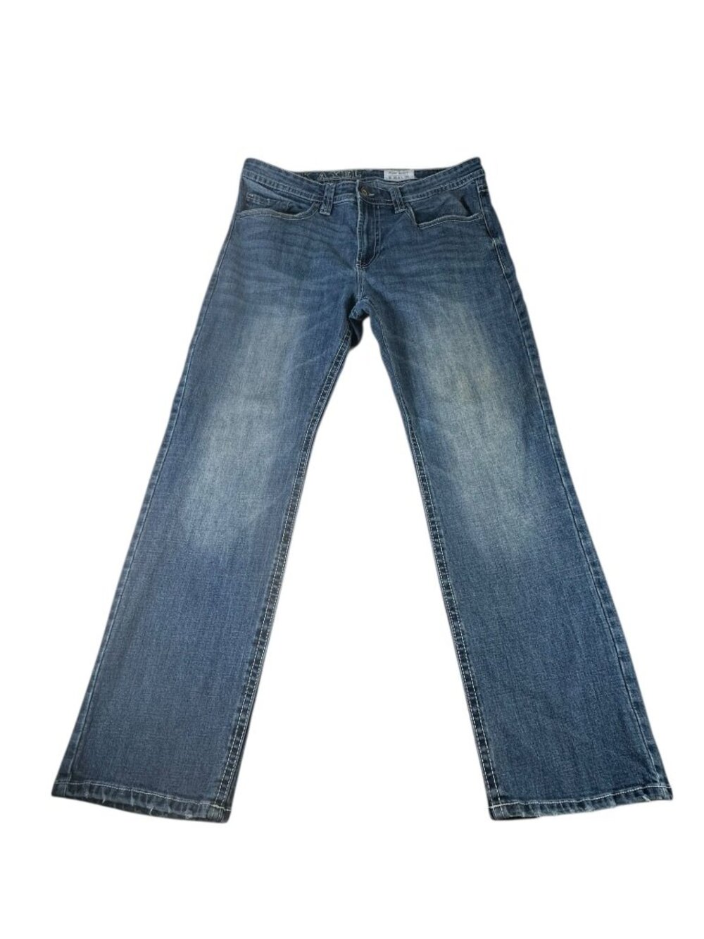 TK Axel Jeans Mens Slim Boot Cut Size 36x32 Blue Denim Classic Fit Med Wash Zip